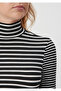 High Collar Black T-Shirt Fitted 1612024-82374 - 5
