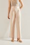 Women's Beige Double Fabric Velcro High Waist Palazzo Trousers 60221010 - 4