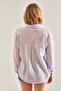 Women's Lilac Seersucker Fabric Striped Shirt 60221017 - 6