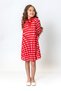 Girl's Ribbon Collar Polka Dot Pleated Dress - 2