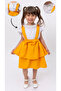 Mustard Yellow Crepe Slopet Dress Set - 2