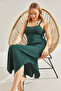 Women's Emerald Green Openwork Patterned Lined Knitwear Dress 20246087 - 6