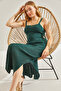 Women's Emerald Green Openwork Patterned Lined Knitwear Dress 20246087 - 7