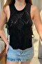 Women's Black Side Tie Knitwear Blouse 20246064 - 2