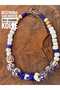 Glass Beads African Bohemian Style Glass Beads Eye Wooden Design Glass Beads Navy Blue Necklace