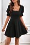 Women's Mini Short Balloon Sleeve Crepe Dress - 5