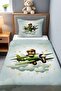 Green Airplane Teddy Bear Patterned Pique Set (160x230cm) - 2