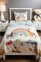 Rainbow Nature Safari Patterned Pique Set (160x230cm)