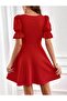 Women's Mini Short Balloon Sleeve Crepe Dress - 5