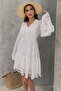 White Tassel Detailed Scallop Dress - 3
