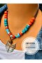 Multiple Necklaces with Glass Beads and Metal Branch Accessories - 2