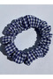 Gingham Fisto Navy Blue White Set of 4 Women's and Children's Rubber Buckle Scrunchie Handmade - 2