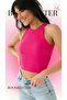 Women's Fuchsia Color Camisole Sleeveless Blouse Long Crop Navel Top Undershirt - 3