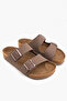Women's Arizona Brown Double Buckle Slippers - 4