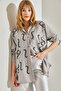 Women's Gray Embroidered Stone-Embellished Oversize Shirt 60251032 - 3