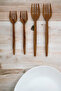 Wooden Fork Wooden Salad Presentation Set Wooden Serving Set 4-Piece Fork Set Kitchen Utensils - 2