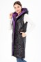 Women's Long Fixed Hooded Padded Double Sided Quilted Fiber Vest 8649 - 2