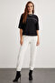 Elısa Women's Relaxed Fit White Sweatpants with Elastic Waist and Legs - 2