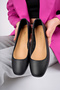 Genuine Leather Black Women's Leather Ballerinas Dp58-4096 - 6