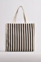 Women's Striped Handbag Cloth Canvas Fabric Black - 3
