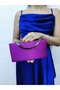 Women's Satin Purple Evening Dress Clutch Portfolio Chain Strap Hand Wedding Engagement Night Shoulder Bag