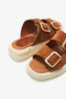 Timado Tan Genuine Leather Women's Slippers - 5