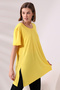 Casual T-Shirt with Folded Sleeves and Slits on the Sides 19598 LIGHT YELLOW - 2