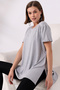 Casual T-Shirt with Folded Sleeves and Slits on the Sides 19598 GRIMELANJ - 3