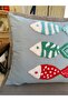Punchhatolyesi sea fish model hand embroidered punch panch cushion cover baby blue - 2