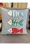 Punchhatolyesi sea fish model hand embroidered punch panch cushion cover baby blue - 4