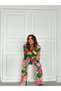 Women's Pink Green Floral Top and Bottom Set - 2