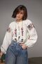 Women's White Tasseled Cotton Blouse with Canvas Embroidery - 7