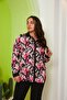 Large size fuchsia satin shirt with sleeve detail pattern - 3