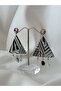 Ethnic & Natural Stone Detail Special Design Handmade Shiny Triangle Polymer Clay Earrings - 3