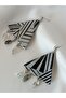 Ethnic & Natural Stone Detail Special Design Handmade Shiny Triangle Polymer Clay Earrings - 2