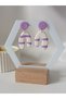 Lilac - Soft Colored Striped Basic Steel Earring - Dangling Polymer Clay Earrings - 4