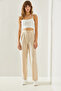 Women's Cream Double Button Detailed Trousers 60251179 - 2