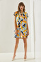 Women's Blue Cream Polo Collar Patterned Summer Dress 60251127 - 2