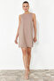 Brown Wide Cut Linen Look Sleeveless Mini Woven Dress TWOSS23EL01497 - 2