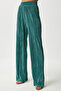 Women's Vibrant Green Pleated Casual Blouse Pants Suit Mc00283 - 5