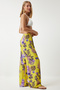 Women's Yellow Purple Patterned Flowy Viscose Palazzo Trousers EN00606 - 2