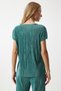 Women's Vibrant Green Pleated Casual Blouse Pants Suit Mc00283 - 7