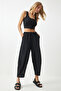 Women's Black Pocketed Linen Viscose Shalwar Trousers CV00001 - 3
