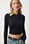 Women's Black and White Crew Neck Basic 2-Pack Crop Knitted Blouse OW00035 - 3