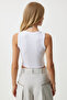 Women's White Halter Neck Crop Knitted Blouse DZ00030 - 5