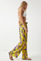 Women's Yellow Purple Patterned Flowy Viscose Palazzo Trousers EN00606 - 3