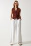 Women's Brown Body-Sitting Short Woven Vest To00048 - 3