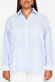 Blue Striped Floral Cotton Woven Plus Size Shirt TBBSS24AX00038 - 4