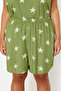 Mint Star Pattern V-Neck Woven Pajamas Set Tbbss24Ai00064 - 5