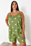 Mint Star Pattern V-Neck Woven Pajamas Set Tbbss24Ai00064